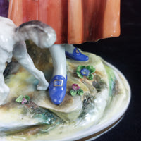 Thumbnail for Volkstedt Figurine Porcelain Woman Child Dog Crown N Mark 30cm/12in German 1489g4