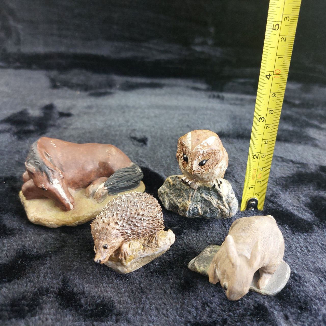 M Leadbetter Cornwall Figurines 1978â80 Set of 4 Owl Hedgehog Rabbit Horse rar12