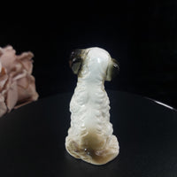Thumbnail for Vintage Terrier Ceramic Figurine Dog | Sitting Puppy Statue | White & Brown Time4
