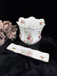 Thumbnail for Stunning St. George & Kenall Fine Bone China Floral vase and Tray Set England.4