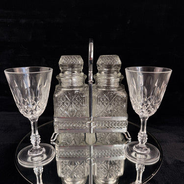 Vintage Cut Crystal Glassware & Spice Jar Set Elegant Tableware -5 glass and jar0