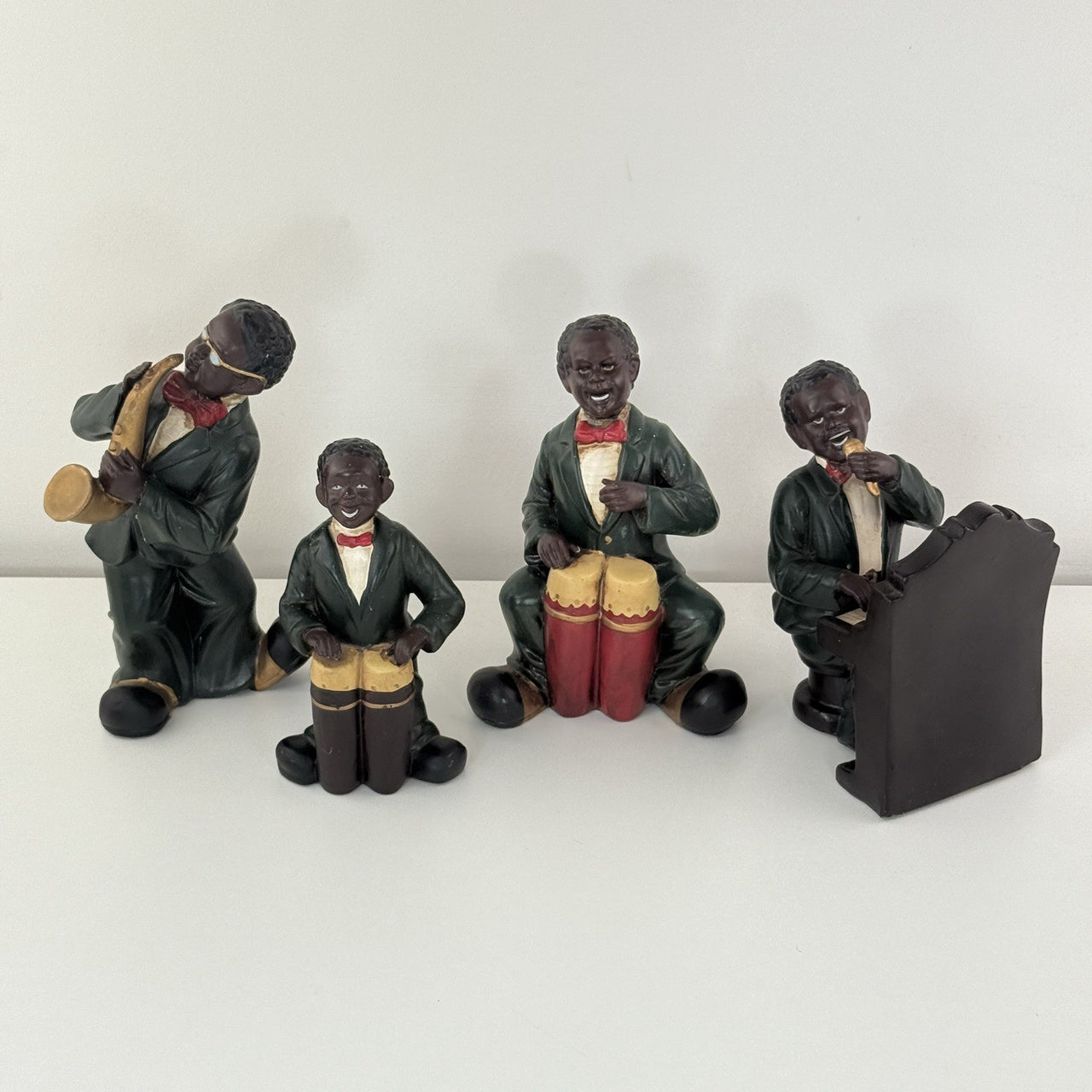 Ceramic Jazz Musician Figurine Set Of 4 See The Pics African American Band Pair1