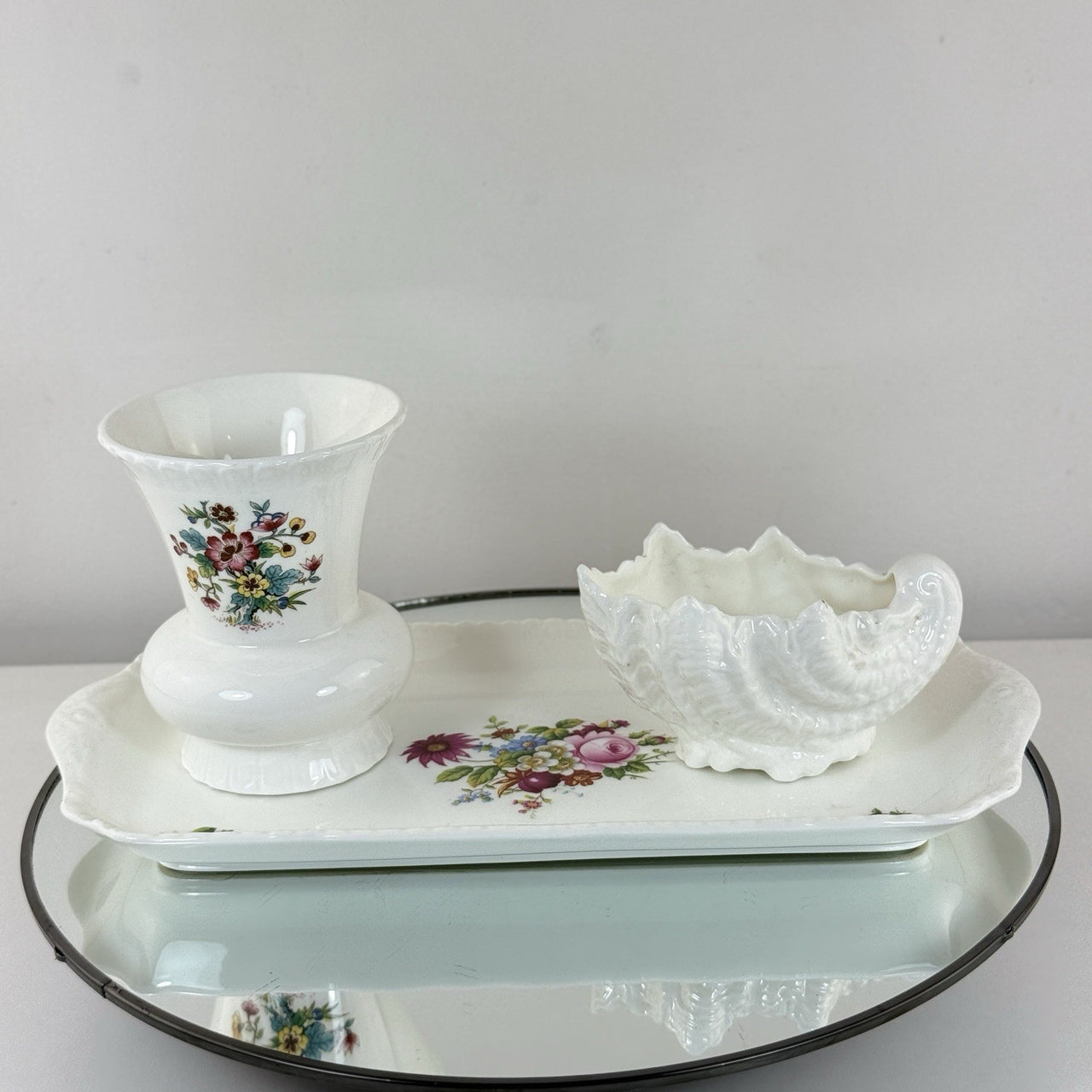 Coalport Ming &shell Rose Dish Vanity Set Tray Vase Trinket Bowl Gift Bone China19