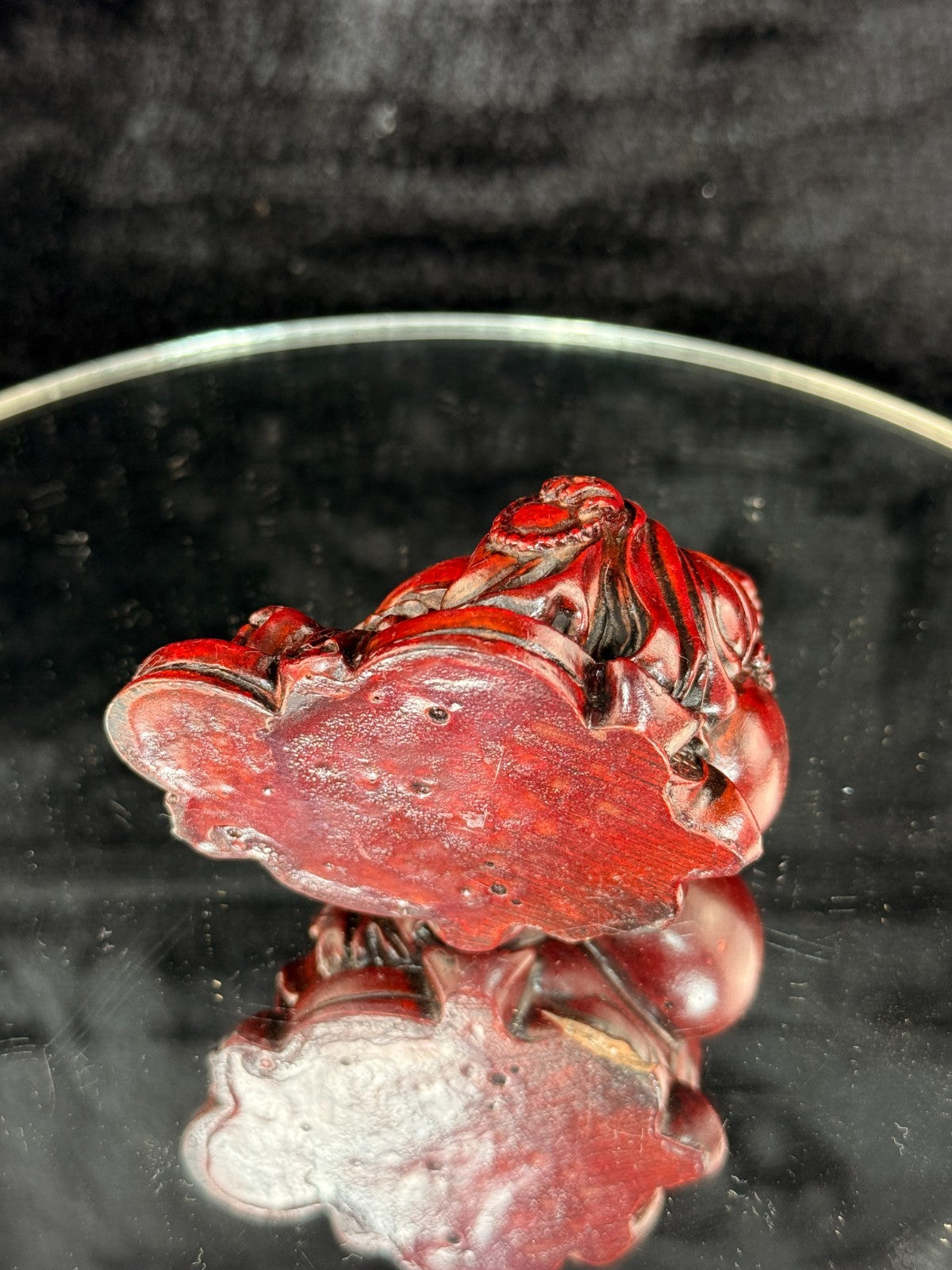 Vintage Chinese Laughing Buddha Red Resin Figurine Happiness Prosperity Statue12