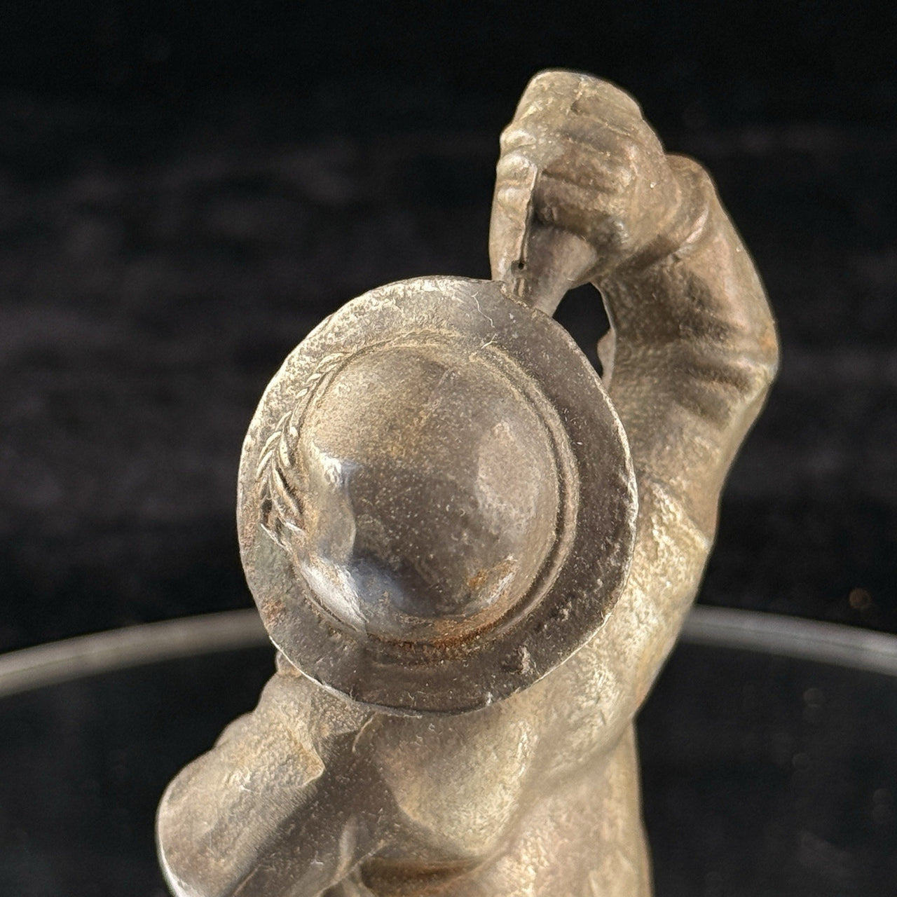 Drunkard Bronze Figurine on Marble Base Man Drinking Bottle 5” Bar Art13