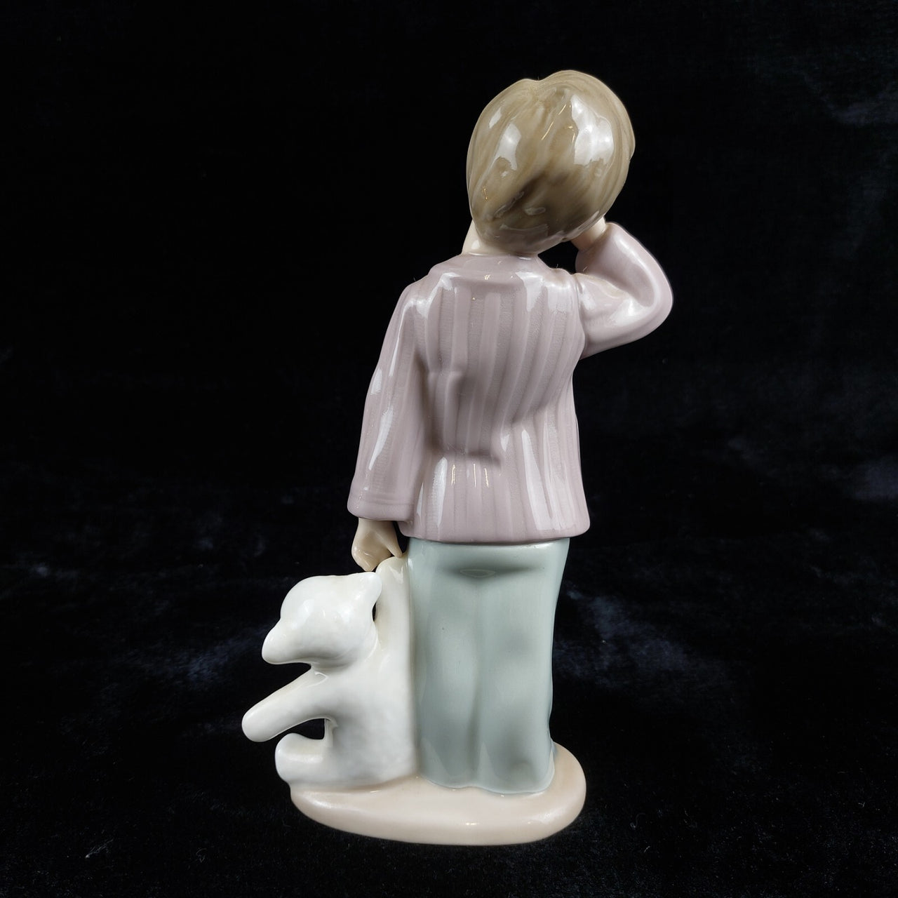 Nao Lladro 1991 "Sleepy Head" Porcelain Figurine Boy with Bear Teddy decor Spain2