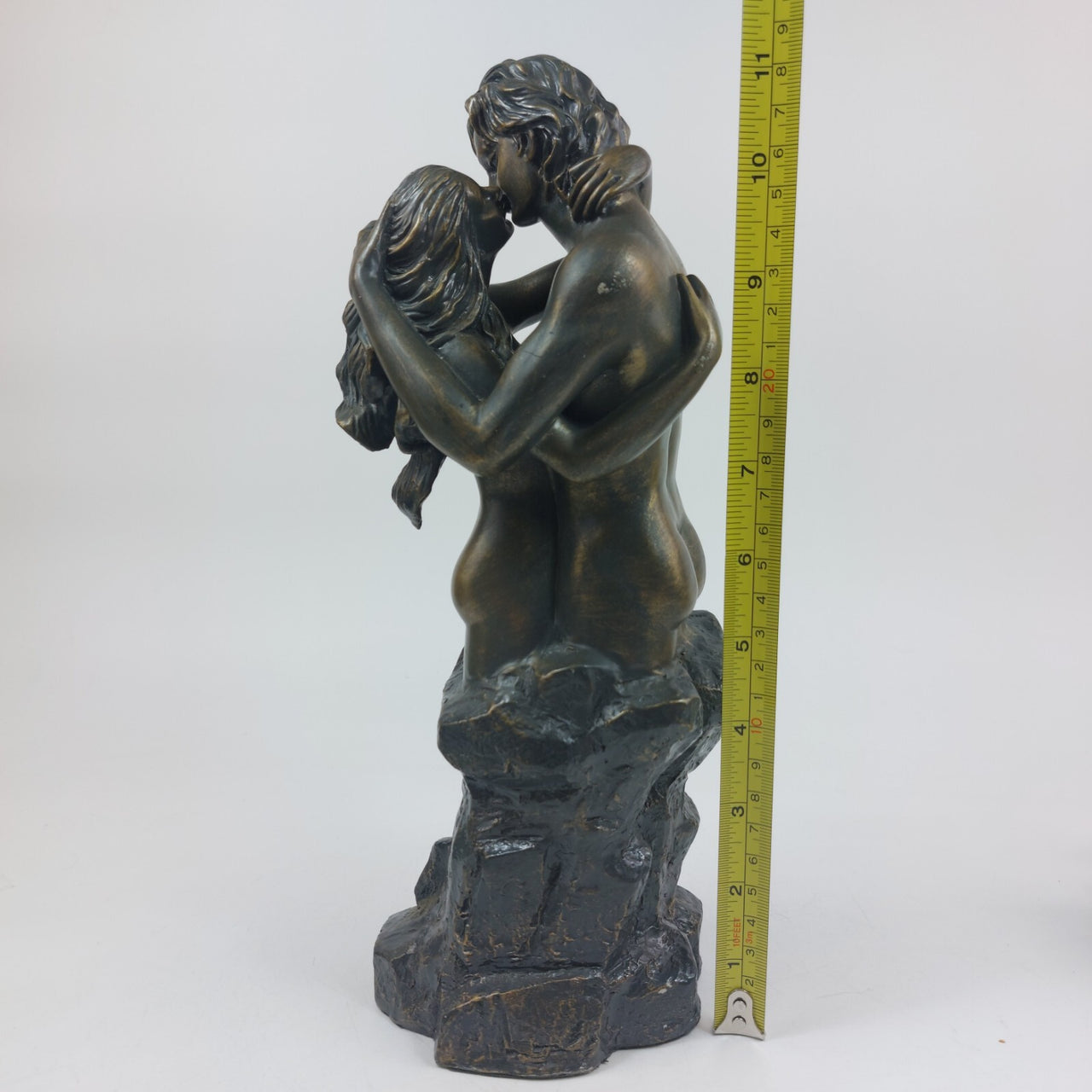 Vintage Romantic Couple Sculpture – 11" Tall . Cast Resin with Bronze Finish 9