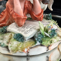 Thumbnail for Italian Capodimonte Figurine Boy Reading with Dog and Shoes bookshelf gift decor15