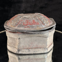 Thumbnail for Antique 19th Century Stone Trinket Box Red Floral Relief Lid 5