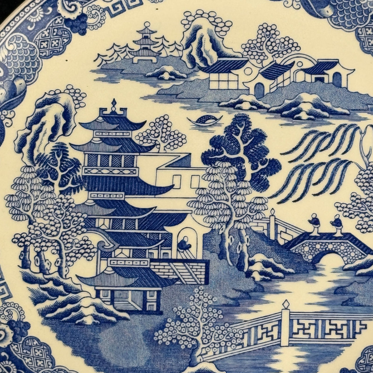Spode Mint Danbury Willow Pattern Plates x3 – Blue & White Collector antique Set12
