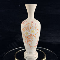 Thumbnail for Antique Vintage Hand Painted Milk Glass Vase Floral Enamel Tall 10” Art Deco Sty7