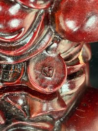 Thumbnail for Vintage Chinese Laughing Buddha Red Resin Figurine Happiness Prosperity Statue6