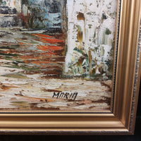 Thumbnail for Vintage Framed Oil Painting Signed by Maria European Village Scene Gold Frame3