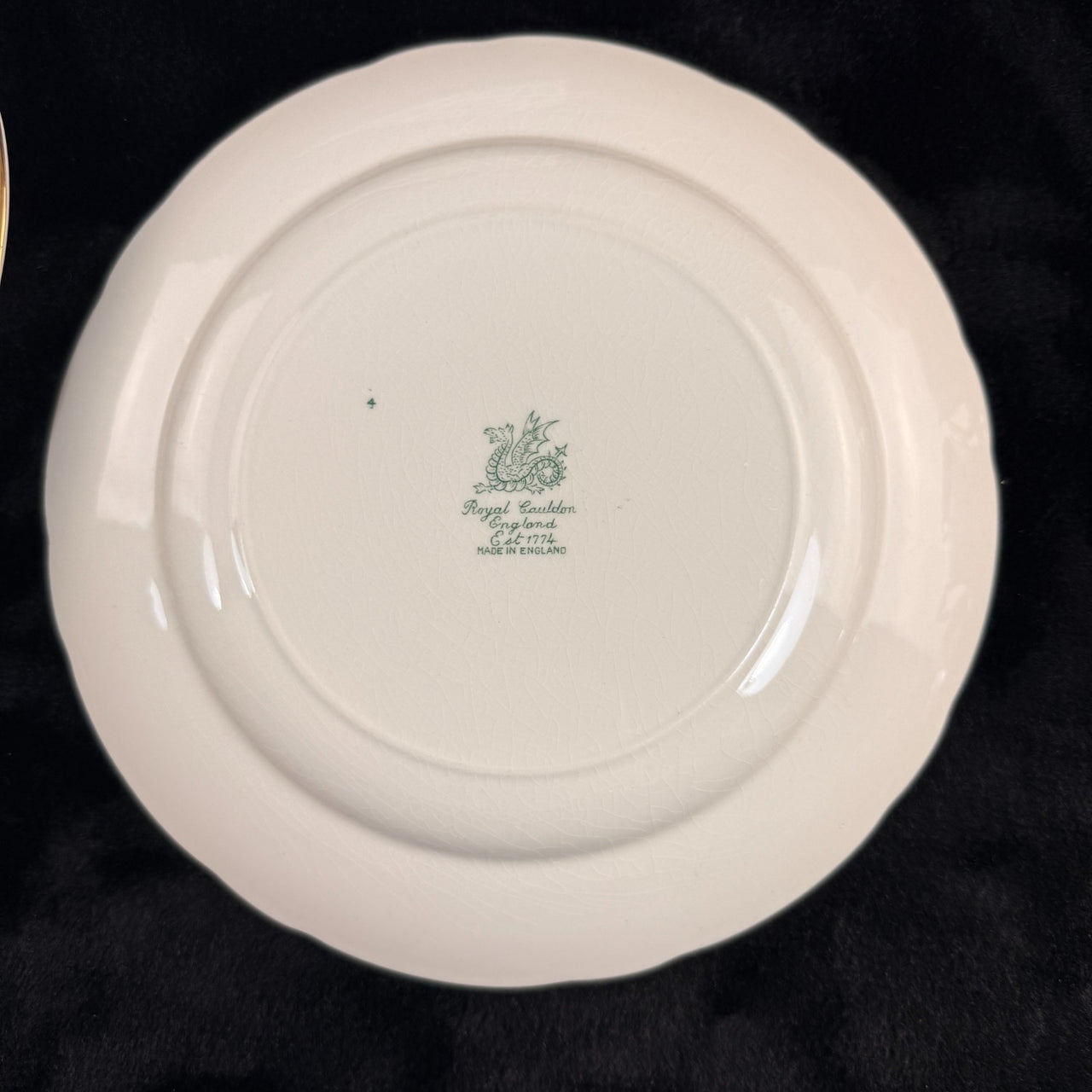 Royal Cauldon Antique Green Dragon Plates x6 England Ironstone c.1900s. 10.5" 12