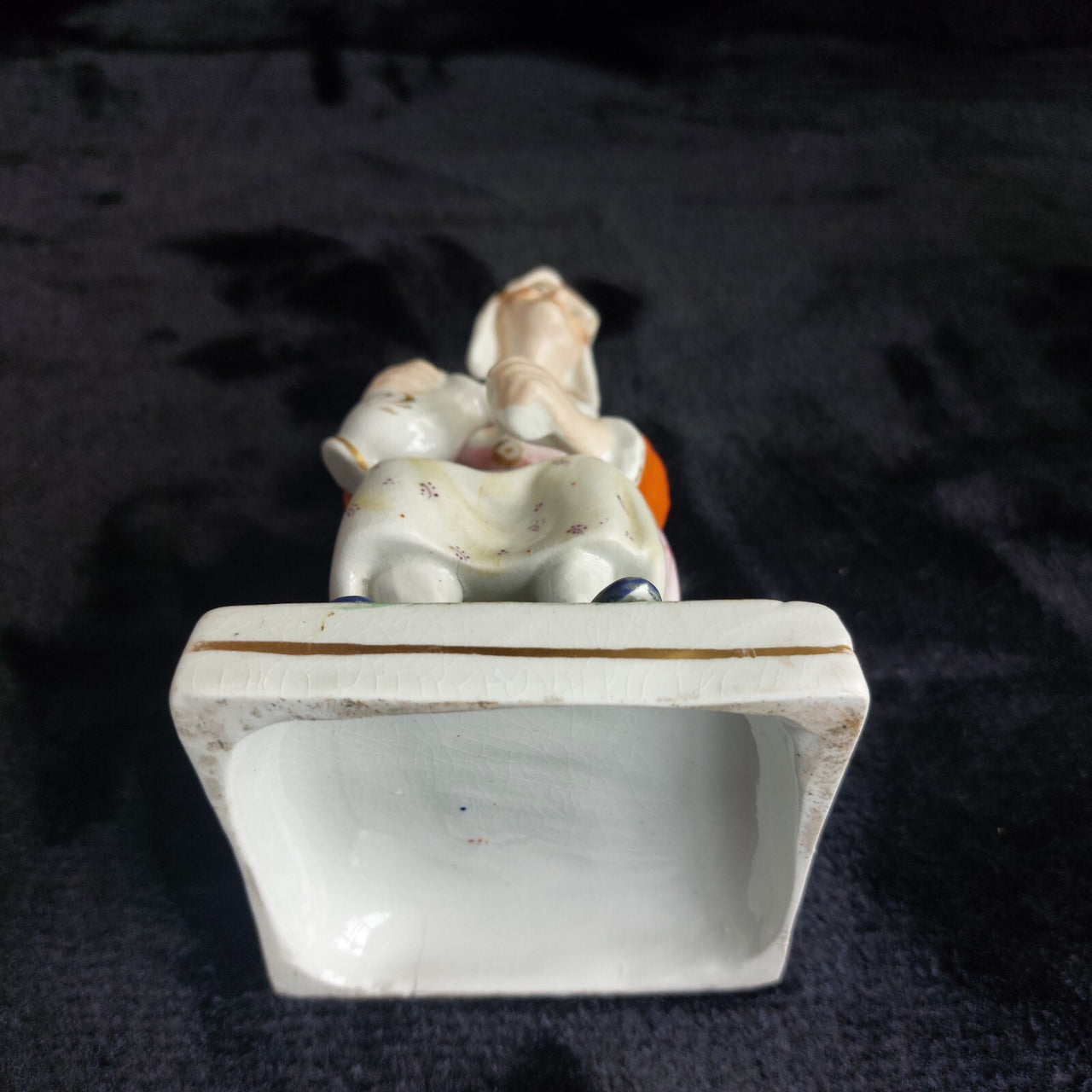 Classic Staffordshire Figurine 6.5" Seated Woman Jug Pink Apron antique Medium9