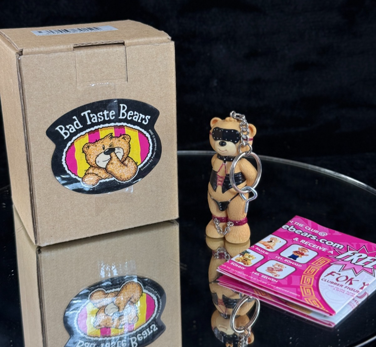 Vintage Rare Bad Taste Bears BDSM Gimp Keychain Boxed Figurine Collectible0
