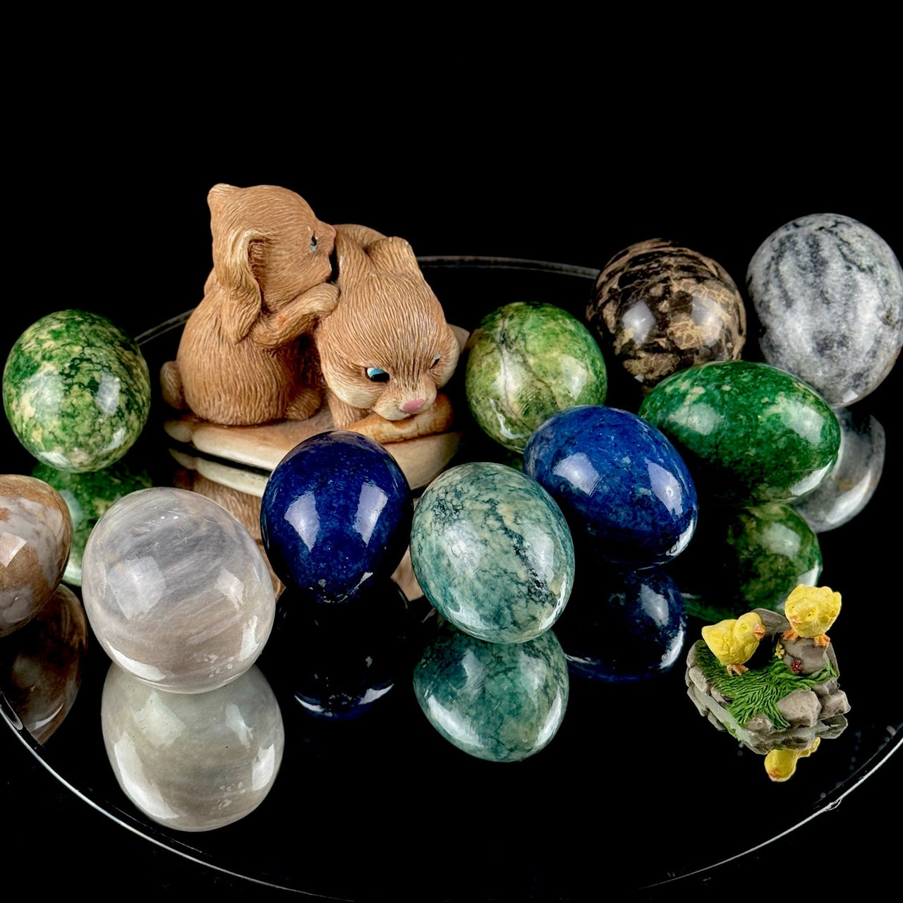 Marble Stone Eggs Set of 10 Polished Natural Onyx Alabaster Easter Decor0