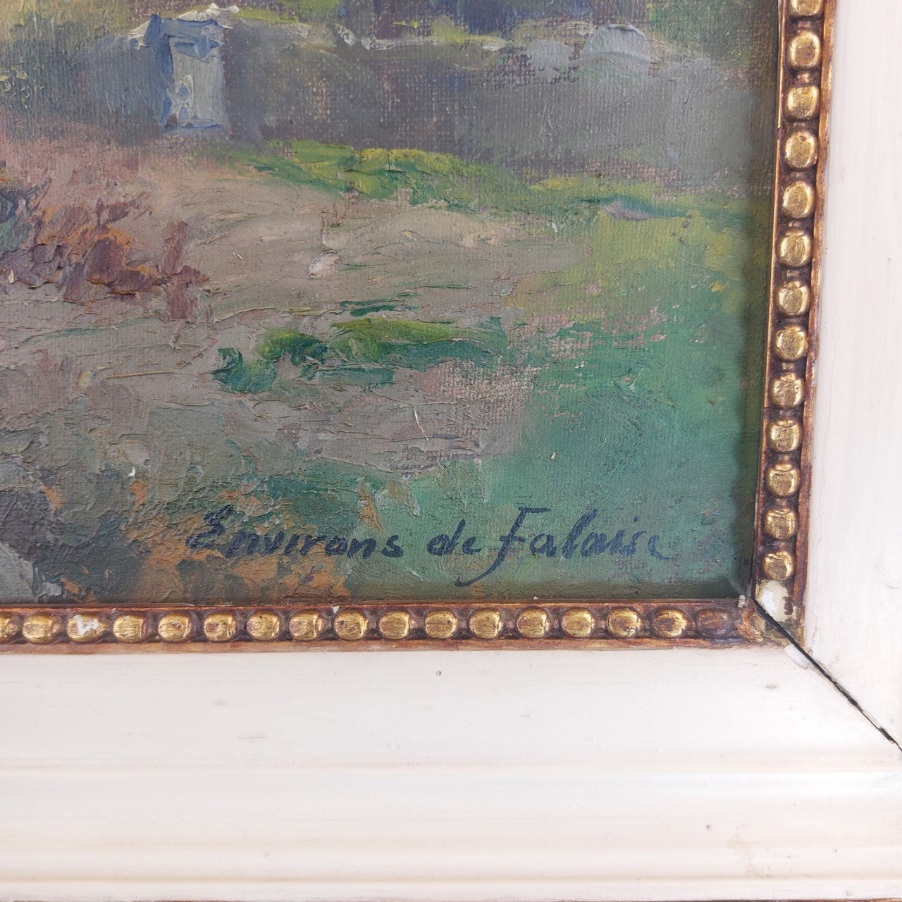 19th L. Century Henry Oil painting Castle Study 44×36cm See Gold Frame Antique.8