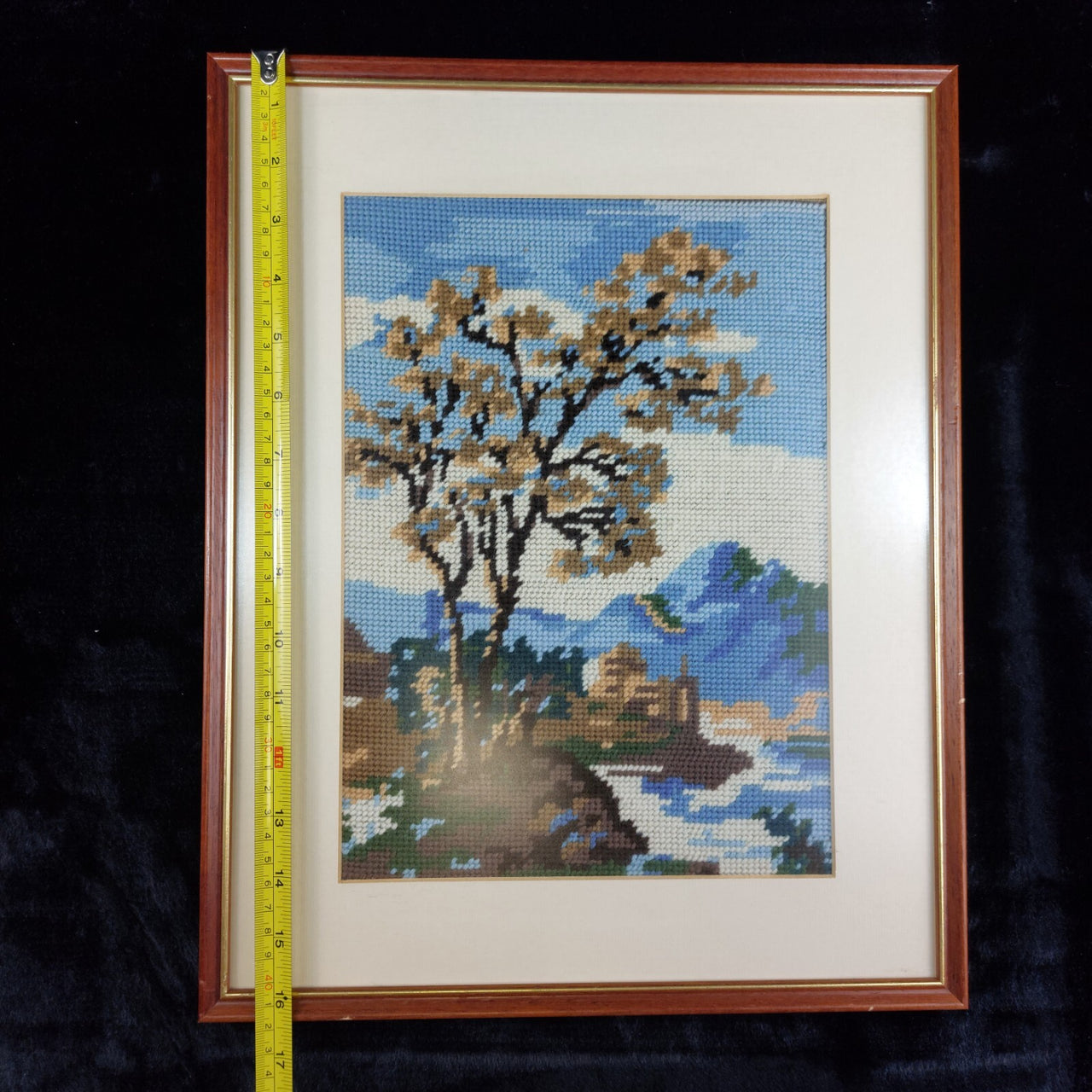 Framed Needlepoint Art - Landscape, Mountain Vintage 13 x 16 Inch(41 x 33 cm)6
