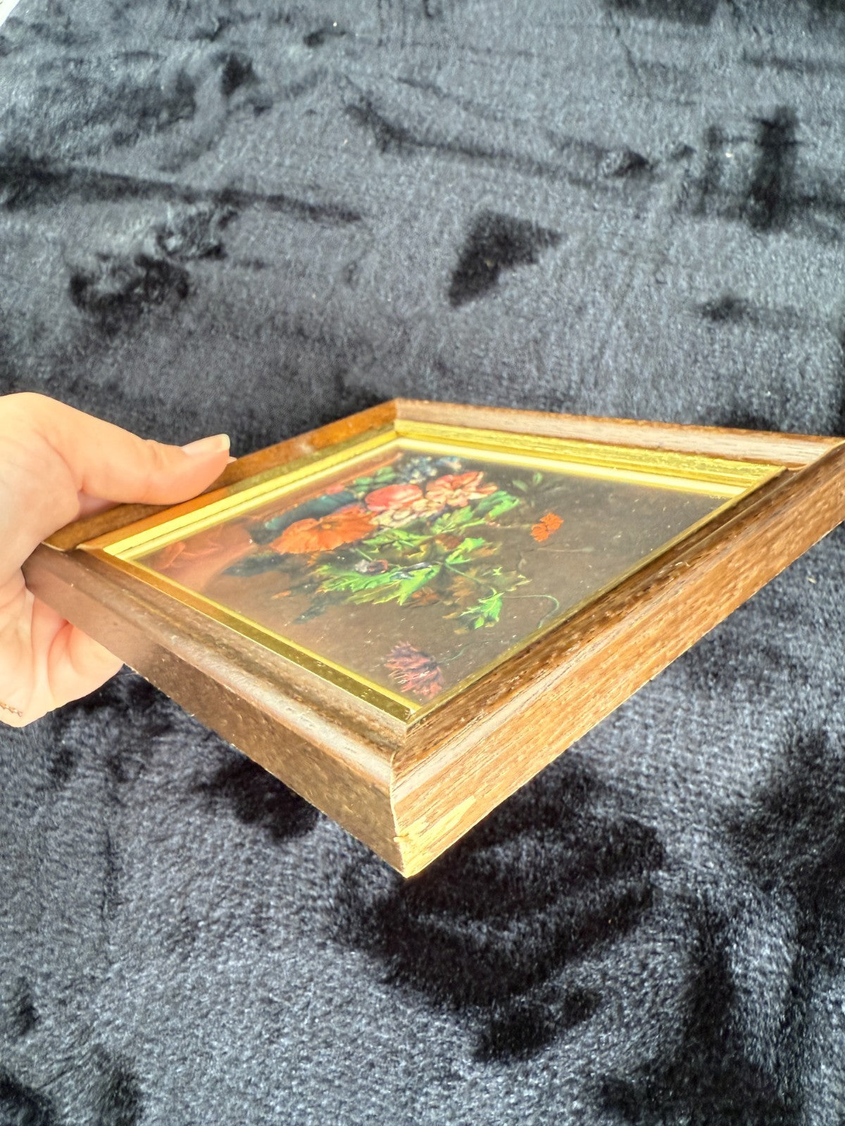 Charming Vintage MCM Still Life and Farmhouse Paintings wood brown Set of3 frame5