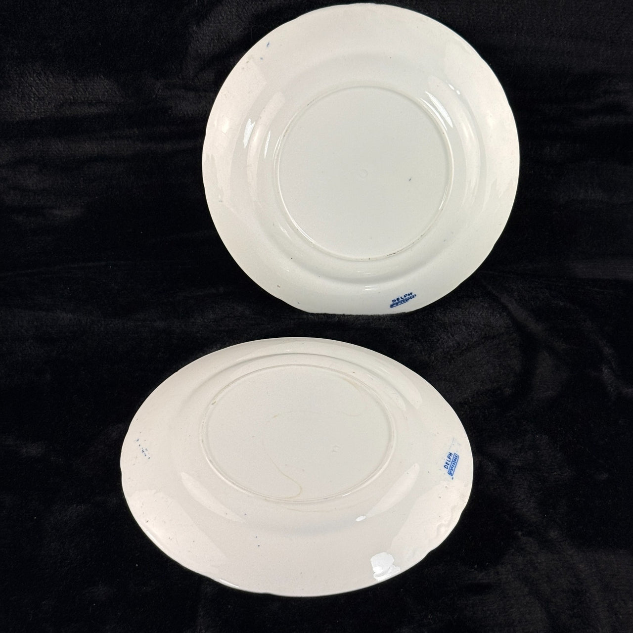 1890s plate antique Delph Blue & White Transferware Plates Sailboat Scene x2 UK11