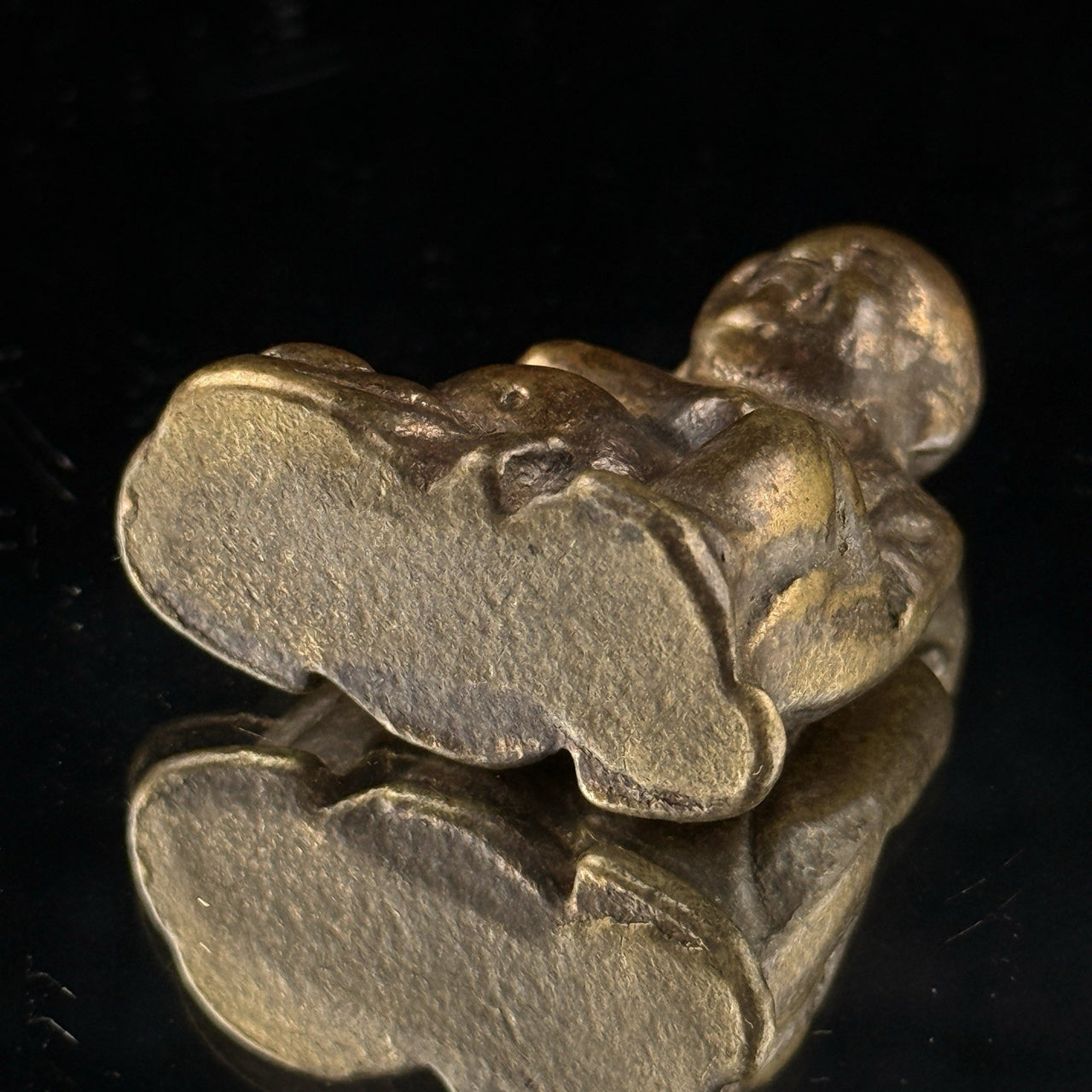 Antique Buddha Brass Figurine Miniature Monk Statue 2” Aged Patina Meditation7