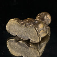 Thumbnail for Antique Buddha Brass Figurine Miniature Monk Statue 2” Aged Patina Meditation7