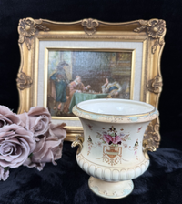 Thumbnail for Antique Crown Devon Dora Pattern Urn Vase Gilded Floral Pottery c. 1914 Vintage2