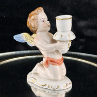 Thumbnail for Antique German Dresden Cherub Candle Holder Figurine Winged Putto 3.5” Repaired0