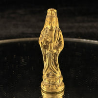 Thumbnail for Antique Brass Guanyin Kwan Yin Goddess Statue China Buddhist Good Luck Figure 3”0
