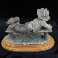 Thumbnail for G. Figurine Armani 1990 Boy Bench with Dog Signed Sculpture Vintage 7.5in deco.8