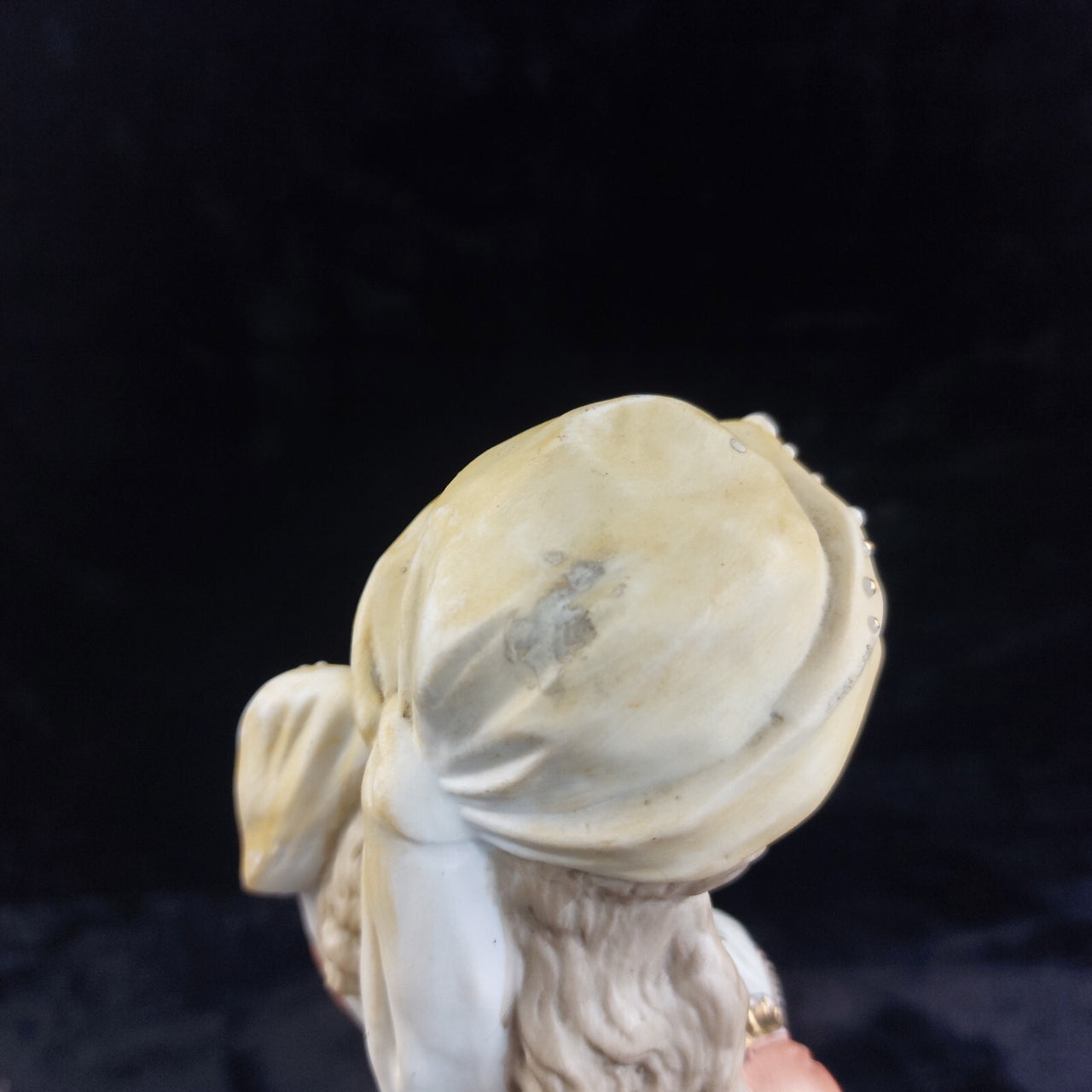 Antique 15in German Bisque Figurine Lady Mandolin Musician Hand Painted Gilt12