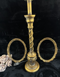 Thumbnail for Vintage VictorianStyle Carved Wood Table Lamp and Frames Set0