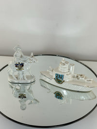 Thumbnail for Arcadian Crested China Donkey Figurine HMS Queen Elizabeth White Porcelain1