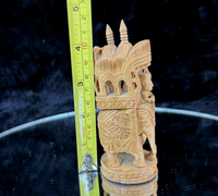 Thumbnail for Hand-Carved Wooden Elephant Figurine, with Rider and Howdah, decor Intricate2