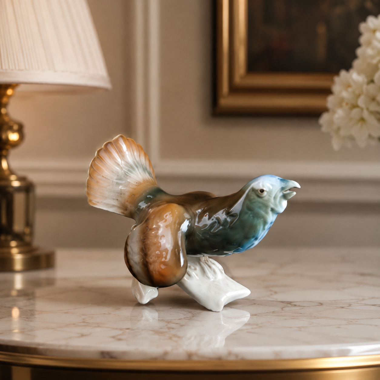 Royal Porcelain Dux Figurine 6" Bird Czech Brown Glazed Capercaillie Wood Grouse0