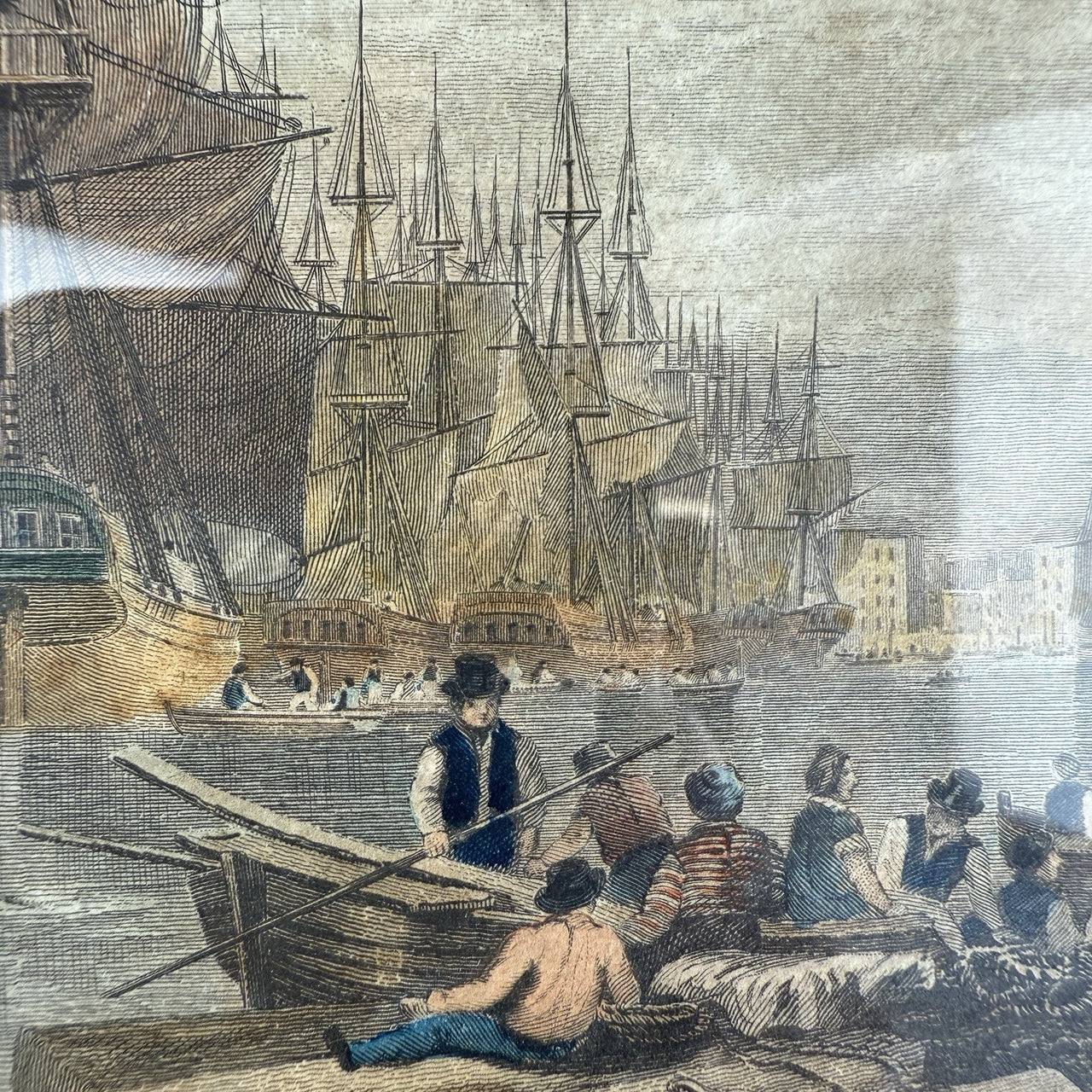 Antique c.1830 Hand-Coloured Engraving Print Bristol Harbour Lambert & Collard2