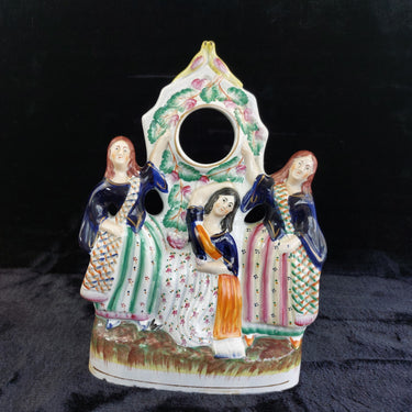 Antique Victorian 1800s Staffordshire Flatback Figurine 3 Dancing Ladies 11