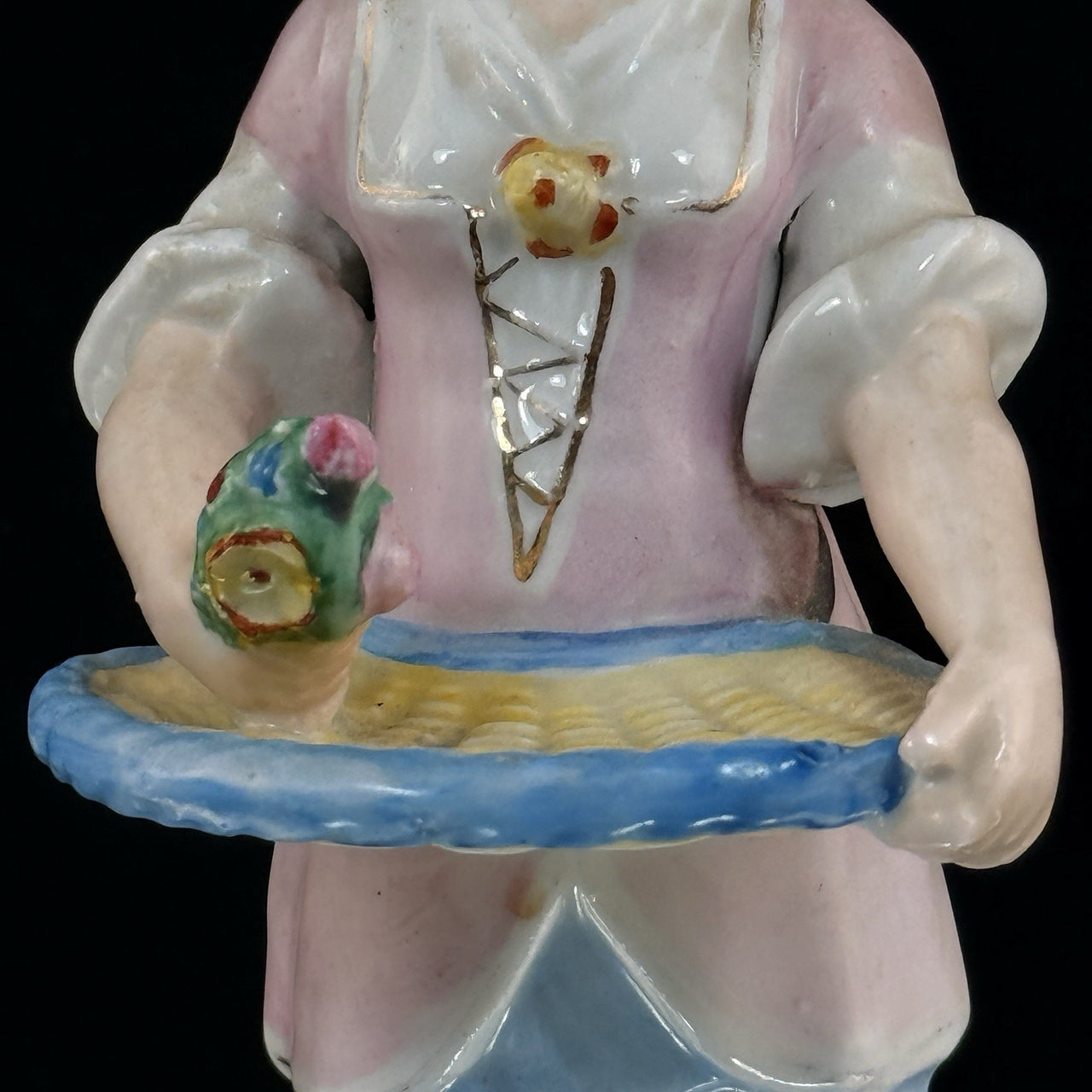 Antique German Porcelain Figurine Lady Serving Tray Victorian Style Decor Figure3