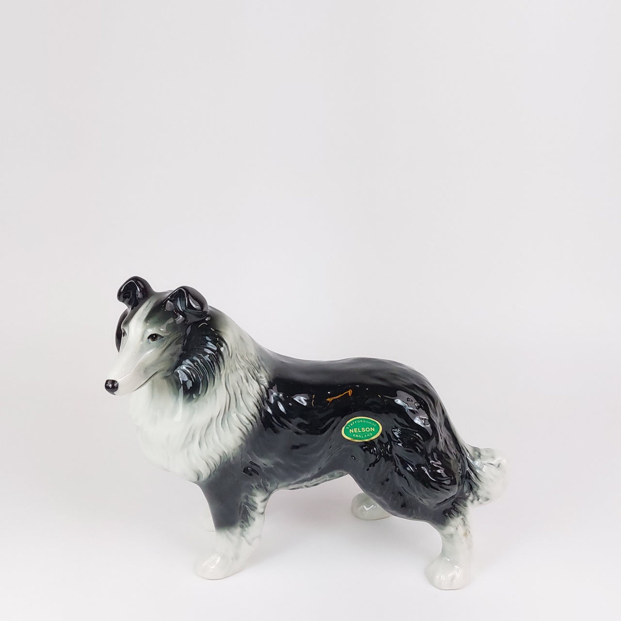 Vintage Nelson Staffordshire Ceramic Collie Figurine 1960s Collie bookshelf deco3
