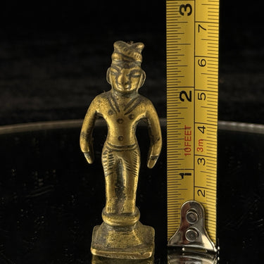 Antique 1800s Brass Tribal Figurine India Folk Art Deity Statue 2.5” Handmade1