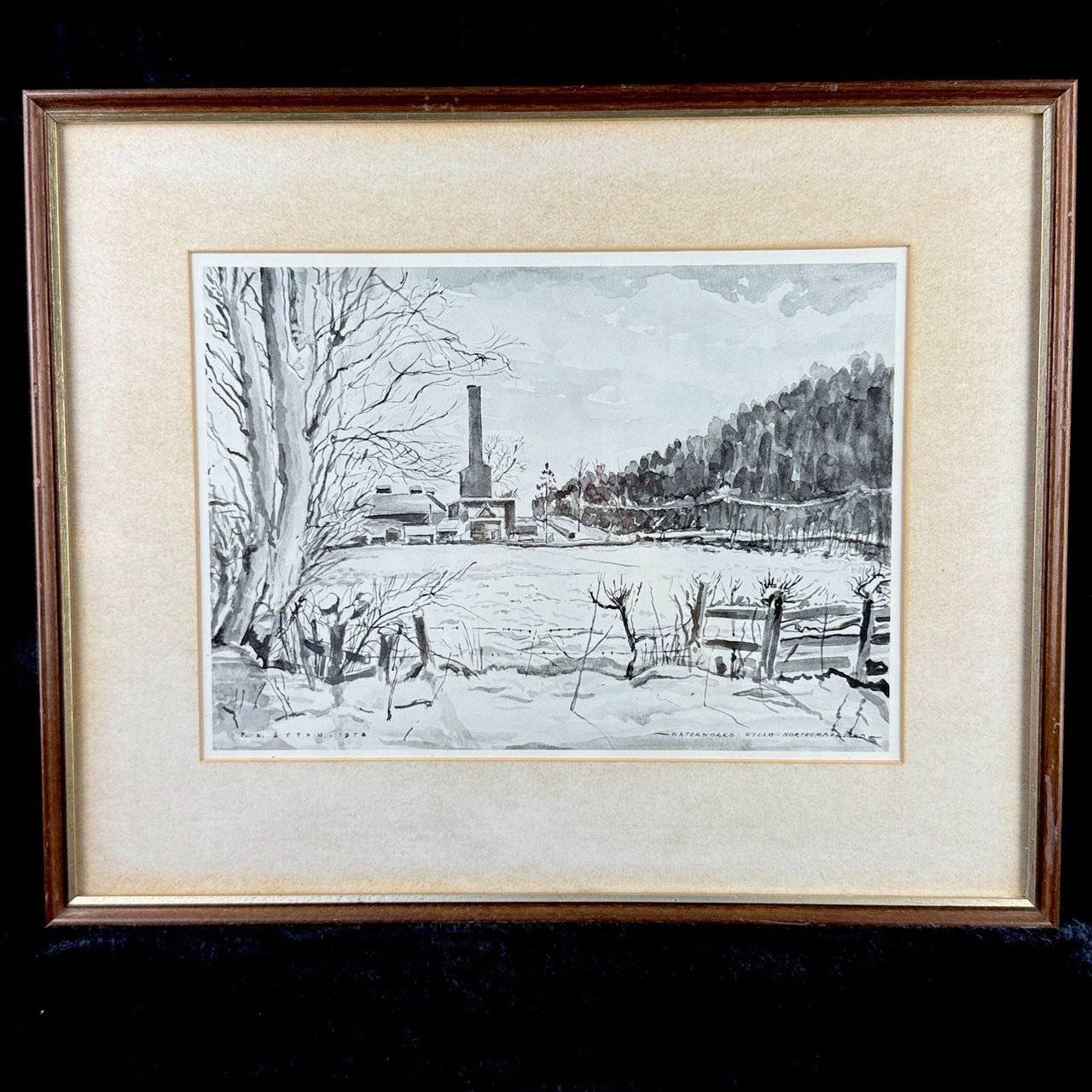 1947 Watercolour Brickworks by E. McCloud Framed Industrial Landscape Painting10