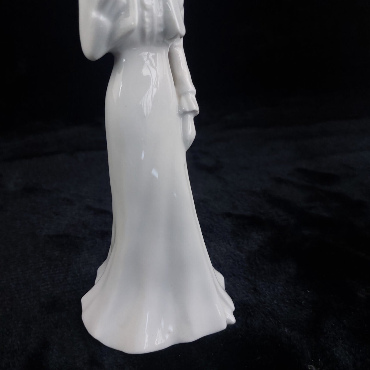 Vintage white Porcelain beautiful Girl FigurineElegant White Dress Blue Mark  9"5