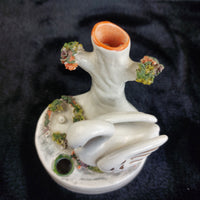 Thumbnail for Antique staffordshire Swan Victorian Spill Vase Porcelain 4.5