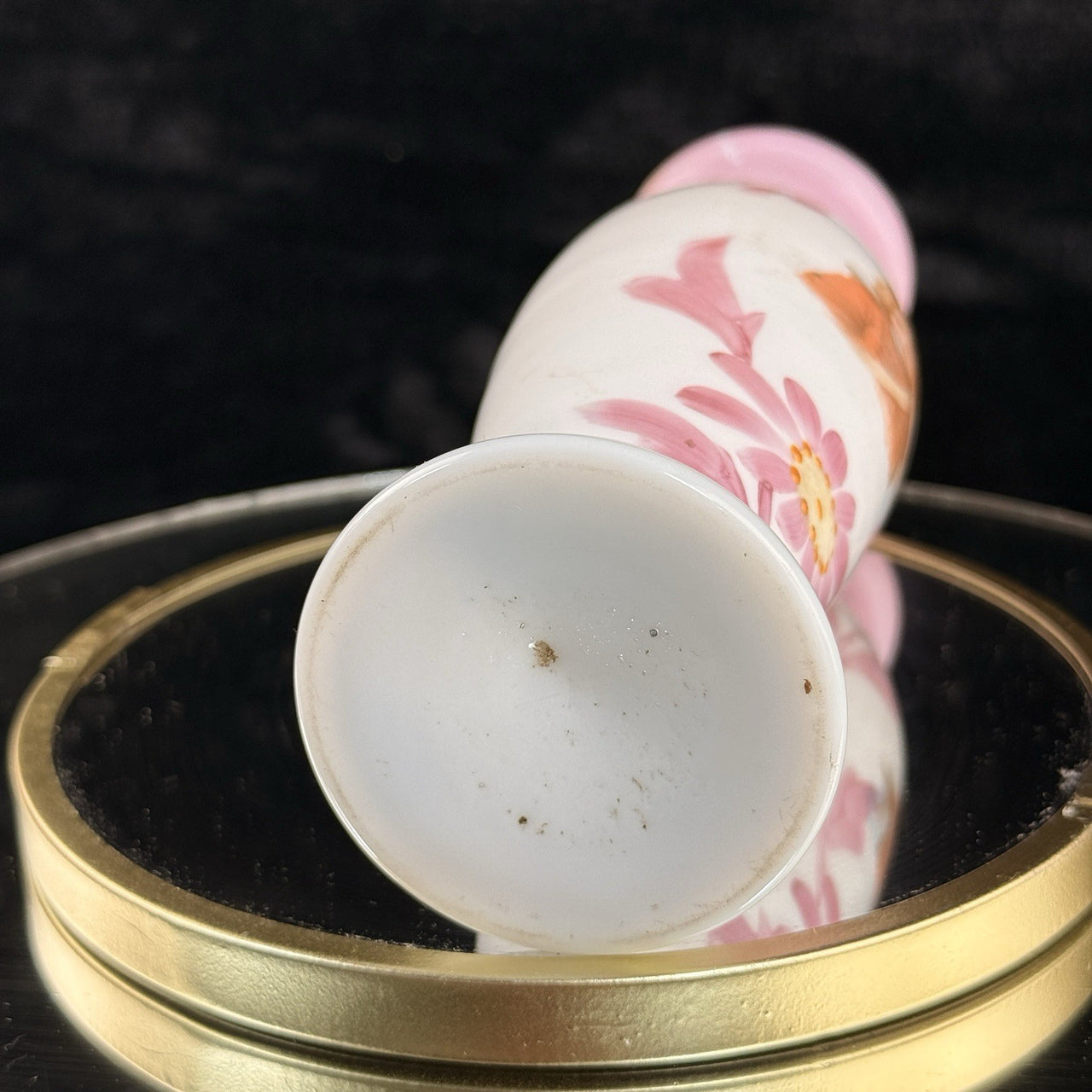 Victorian Pink Milk Glass Vase Portrait Girl Hand Painted Enamel 8” Antique Vase10
