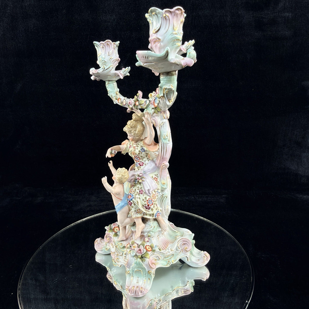 Antique Dresden Meissen Style Sitzendorf Porcelain Candelabra 19th Century Decor9