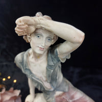 Thumbnail for Giuseppe Figurine Armani Couple repaired Flower & Arm Rustic 30cm Resin Italian.7