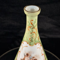 Thumbnail for Antique Cherub Porcelain Vase Hand Decorated Putti Scene Gold Green Gilt decor7