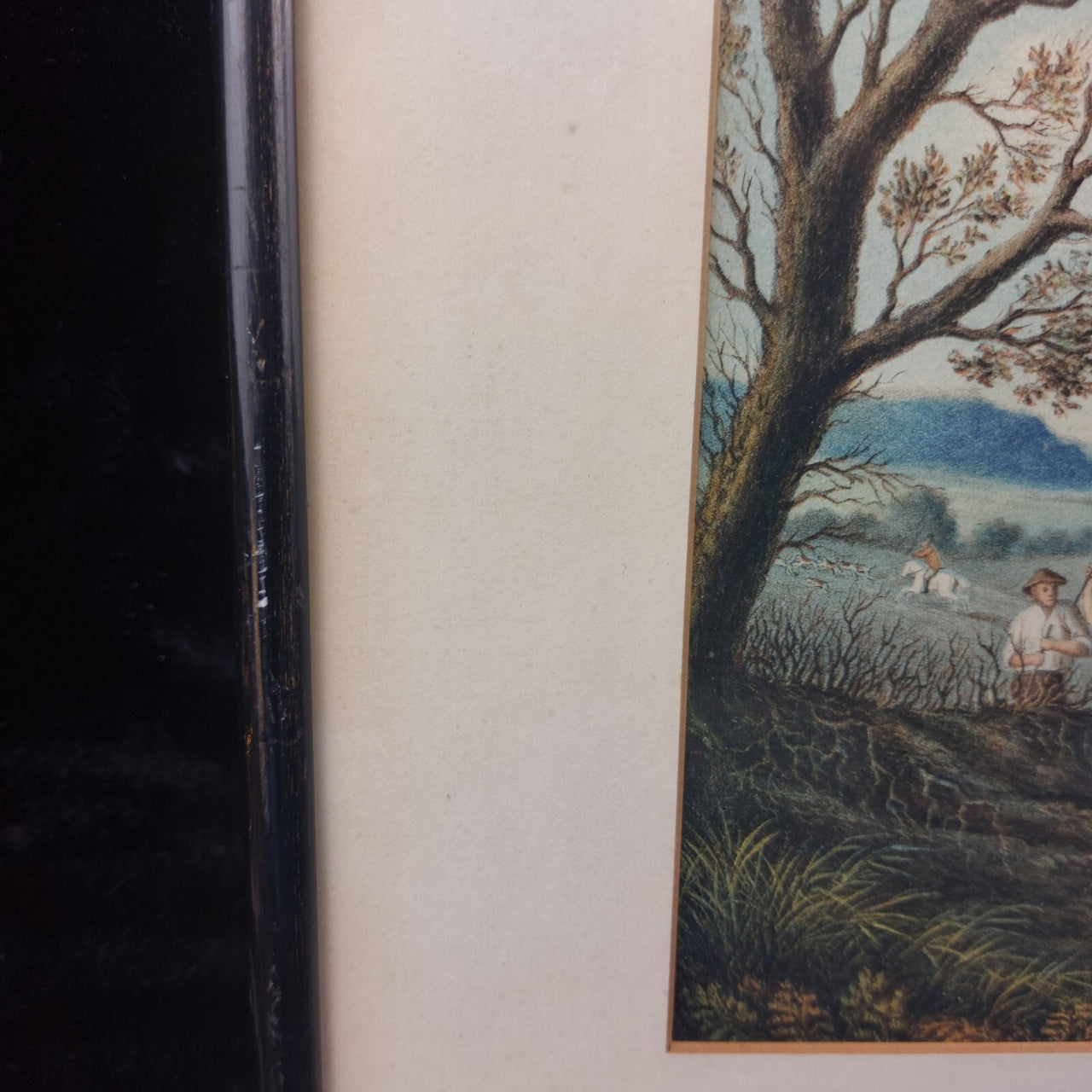 19th Century Antique Framed HandColoured Steel Engraving paint Fox Hunting decor6