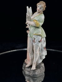 Thumbnail for Antique German Porcelain Lady Lyre Figurine Musician Victorian Style Decor6